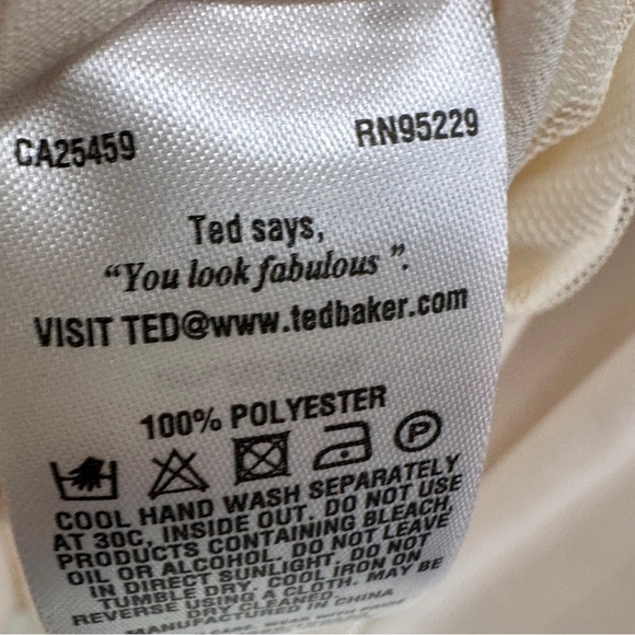 Ted Baker Dress Size 2 Off White Hearts Mini Sleeveless Formal Fit Flare Wedding - Picture 6 of 8